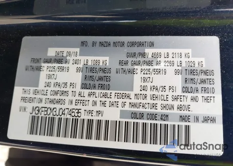 2018 Mazda Cx-5 Touring from USA, damaged, VIN JM3KFBCM3J0474535